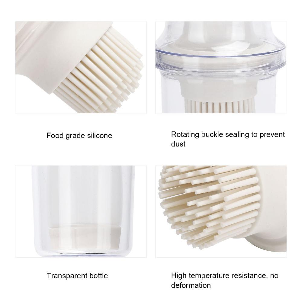 Silicone Oil Bottle Brush Push Type Dustproof Oil Dispenser Easy To Clean Transparent Sauce Brush Barbecue/Cooking/Marinating