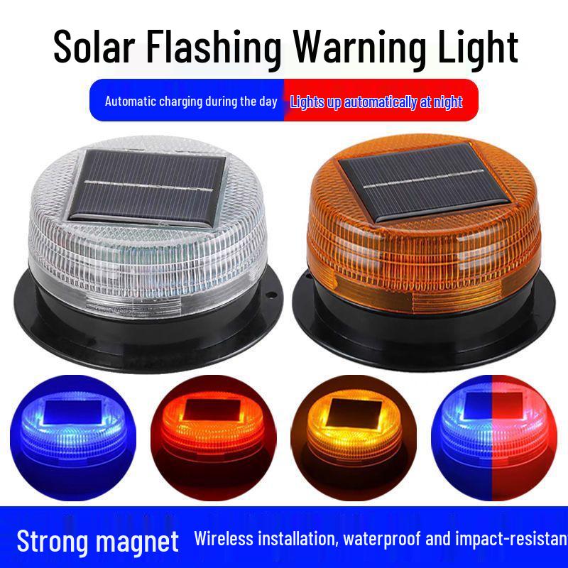 Waterproof Magnetic Solar Strobe Flashing Signal Light for Vehicle and Barrier Warning