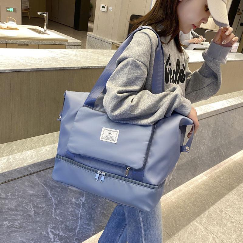 Large capacity short trip bag dry and wet separation fitness bag swimming bag hand luggage bag foldable portable