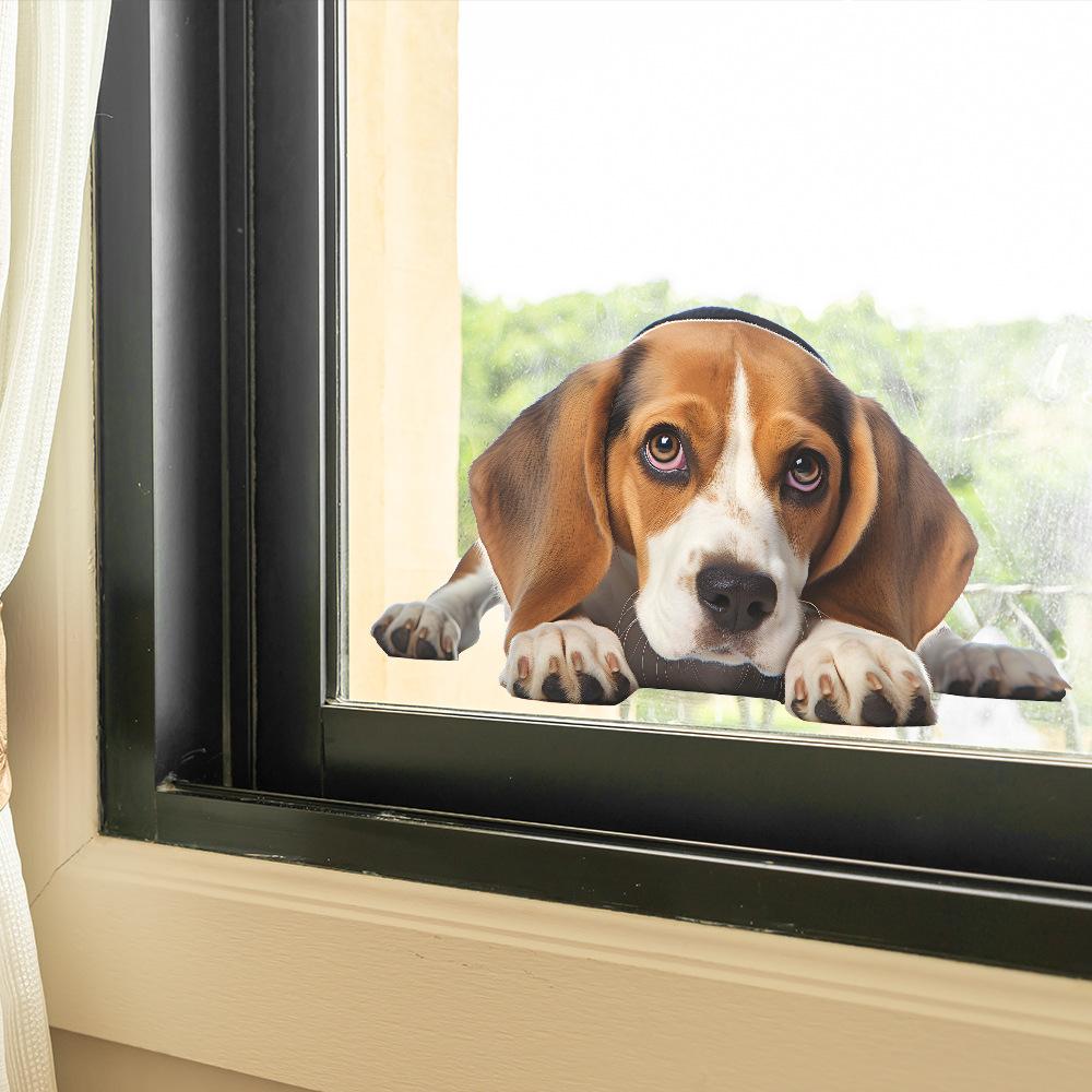 Fun-f101 Cartoon Hund Peeping Glas Fenster Hintergrund Dekorative Fenster Aufkleber Elektrostatische Uv