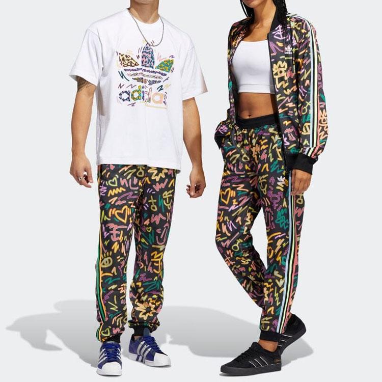 Adidas Originals Trefoil Geometric Pattern Print Stripe Casual Pants Men Bottoms Multicolor HC3089