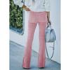 Spring and Autumn Women Plus Size Corduroy High Waist Solid Color Slim Micro Flare Pants Elastic Waist Casual Pants