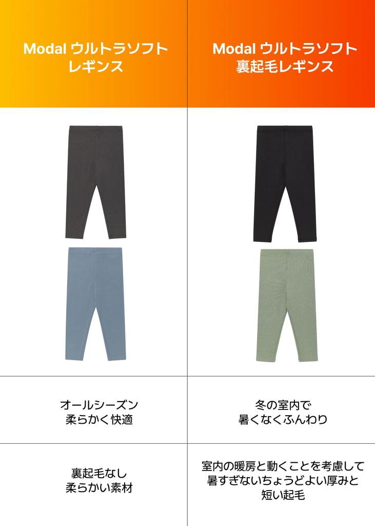 Set of 2 Ultra Soft Leggings 2 Fleece Leggings 5 6 Set A Blue [Konny] & (JP, Age, Years, Years, (Charcoal, Gray, Black, Sage)