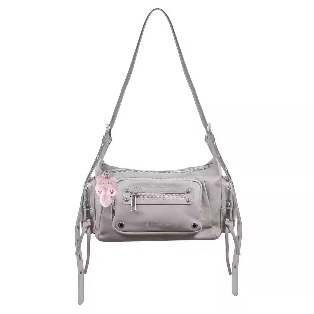 

Vintage Washed PU Leather Crossbody Bag for Women Multiple Pockets Retro Motorcycle Style Korean Luxury Shoulder Sac for Gir белый