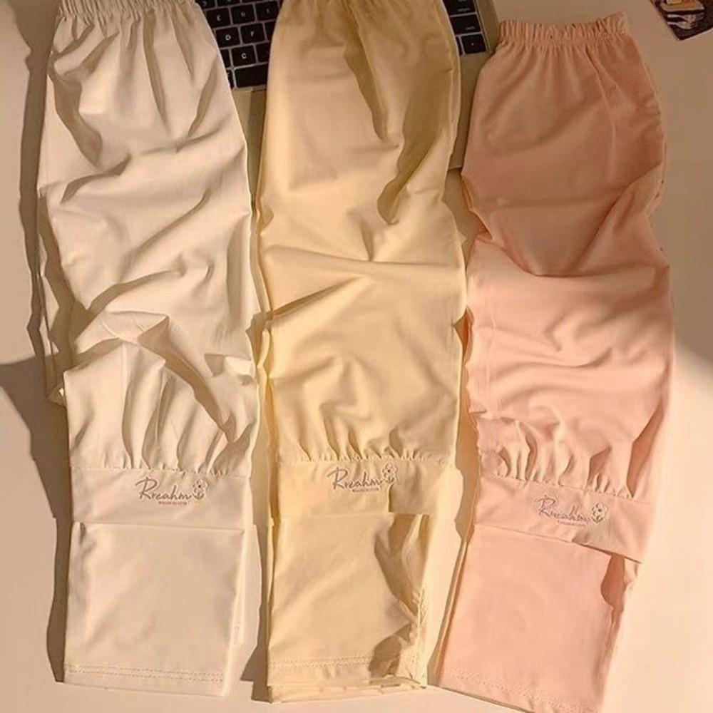 Flower Embroidered Long Ice Silk Sleeves Loose Cycling Gloves Sunscreen Arm Covers  Summer