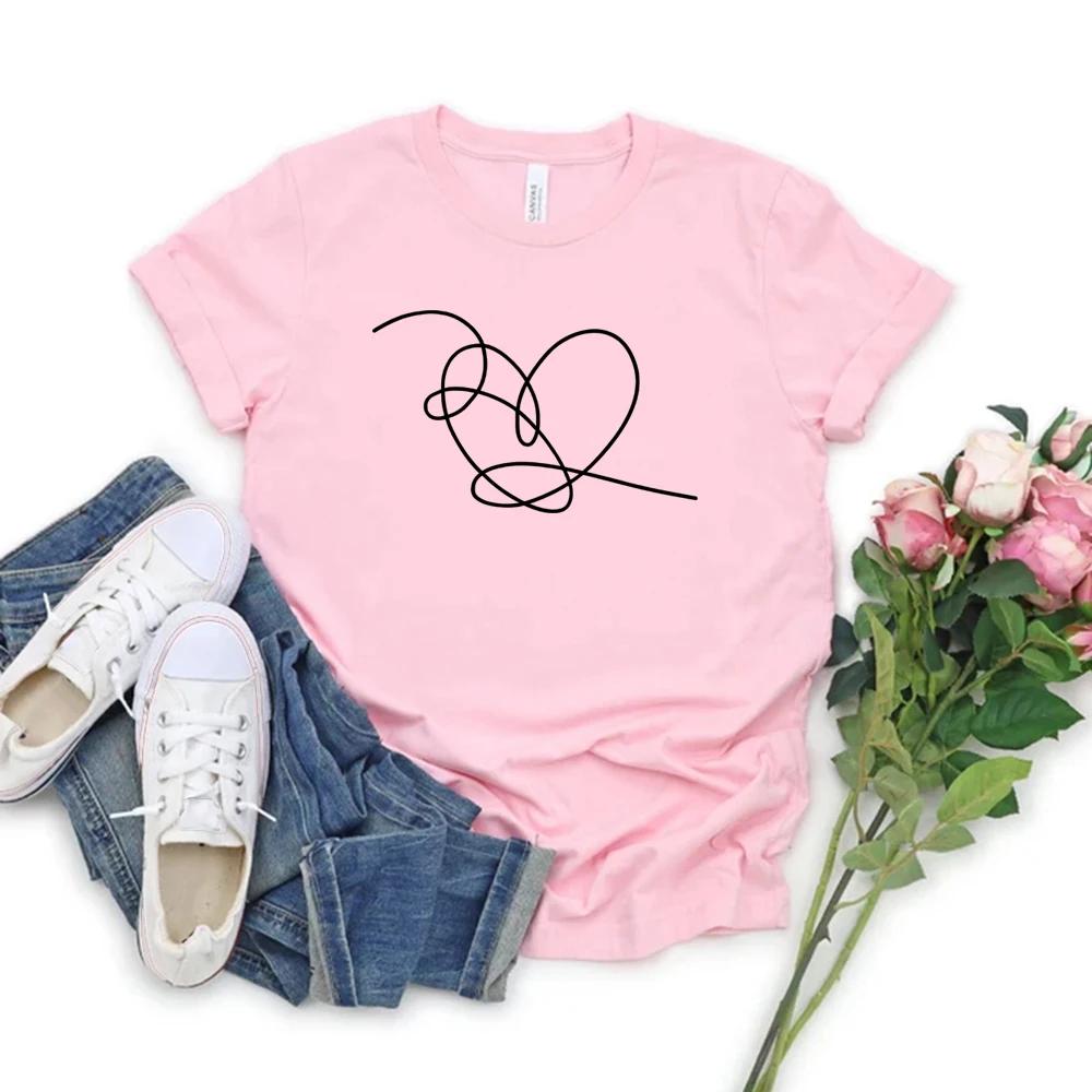 Liebe Dich Selbst Herz T-Shirt Liebe Dich Selbst Tear Herz Damen Ärmel Streetwear Lässig Sommer Ärmel Harajuku Streetwear Oberteile T-Shirts