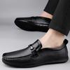 First Layer Cowhide Men's Shoes Trendy Black Small Leather Shoes Fashion Lazy Business Shoes Men's Low-top Casual Leather Shoes