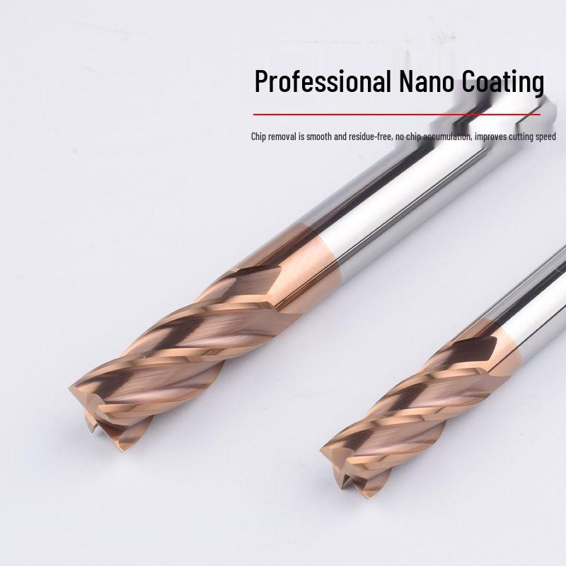 55° Tungsten Steel 4-Flute End Mill, Hard Alloy Coated, CNC Flat Bottom Tool