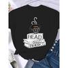 Woman Plus Size Round Neck Half Sleeve T-shirt Printed T-shirt Top New T Shirt Coffee Books Brown Books American Retro T-shirt