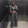 Womens 2025 Casual Knit Cardigan Straight Leg Pants Set - Cotton Blend Relaxed Fit Street Style