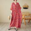 Summer V-neck Large Size Loose Literary Vacation Style Beach Dresses