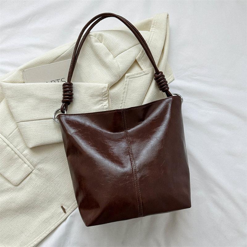 

Женская сумка На плечо Сумка через плечо Сумка-ведро из ПУ Портативная Модная кофейный