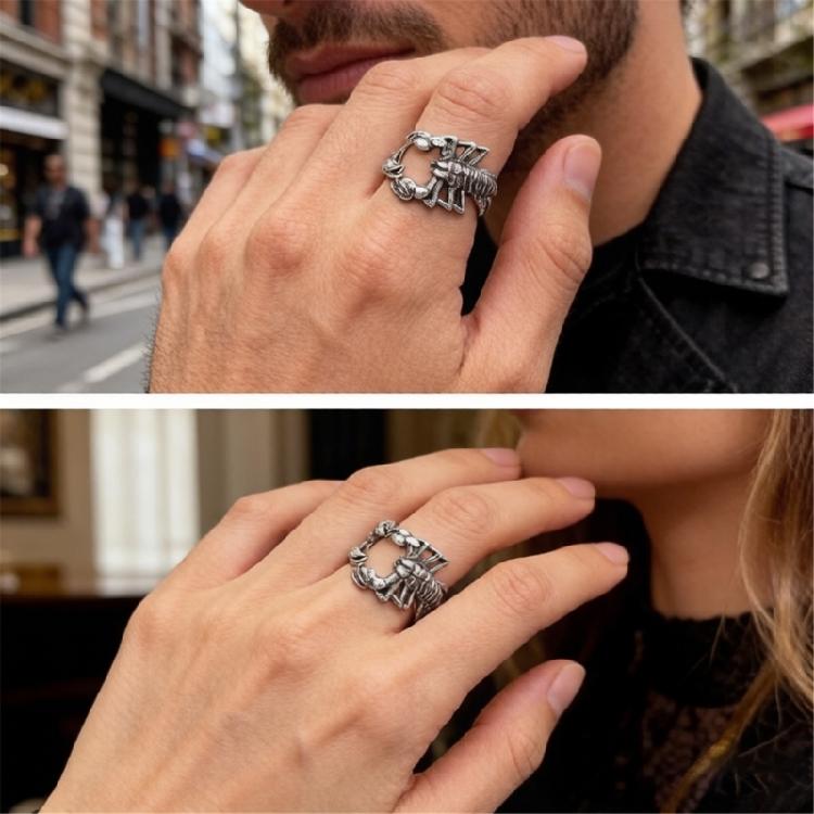 Geometric Wedding Rings Dating Rings Scorpion Shape Adjustable Finger Jewelry Alloy Texture for Everyday Use and Gift
