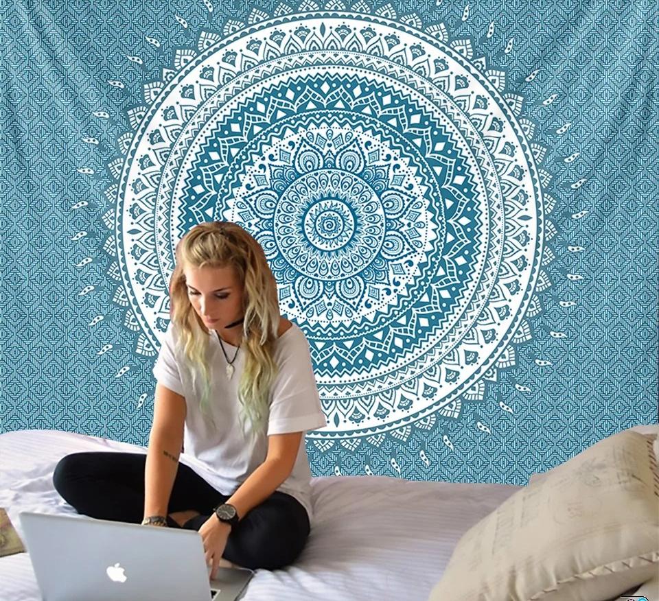 Indian Mandala Tapestry Wall Hanging Sandy Beach Throw Rug Blanket Camping Tent Travel Mattress Bohemian Sleeping Pad Tapestries