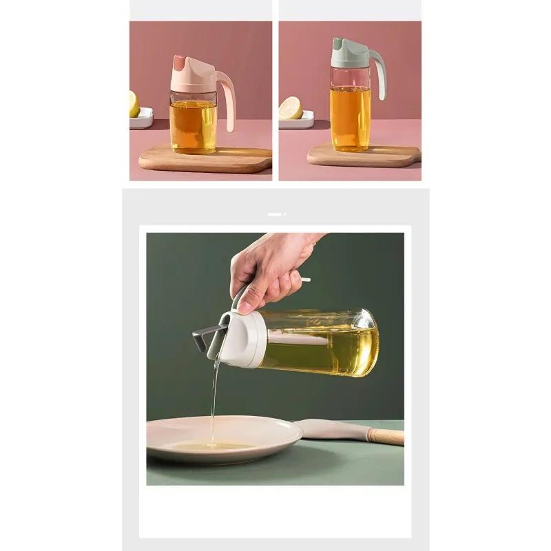 2024 300ML Macaron Color Household Leak-proof Glass Oiler Soy Sauce Vinegar Bottle Automatic Opening and Closing Seasoning Oil Bottle