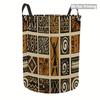 1pc Dokriy Bohemian African Tribal Laundry Basket - Foldable Round Storage Hamper with Sturdy Handle, Freestanding Suitable For, Bathroom, Durable Fab