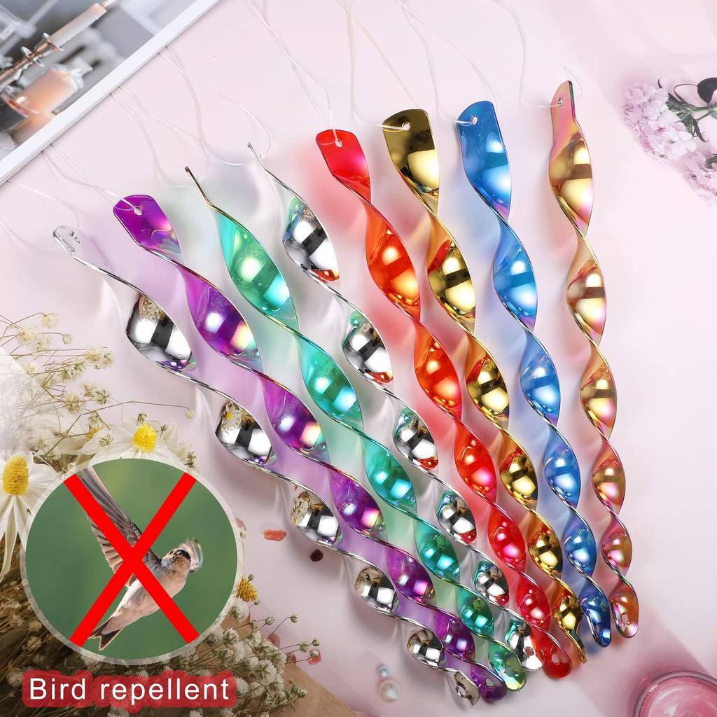 Reflective Wind Spiral Reflective Bird Deterrent Rods Keep Birds Away 8pcs Hanging Bird Repellents For Suitable For All Bird