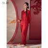Xuan Liang Couple's New Chinese Style Pajamas for Women In Summer, Pure Cotton Long Sleeves, Spring and Autumn Red Wedding Home Clothes, Men's Set