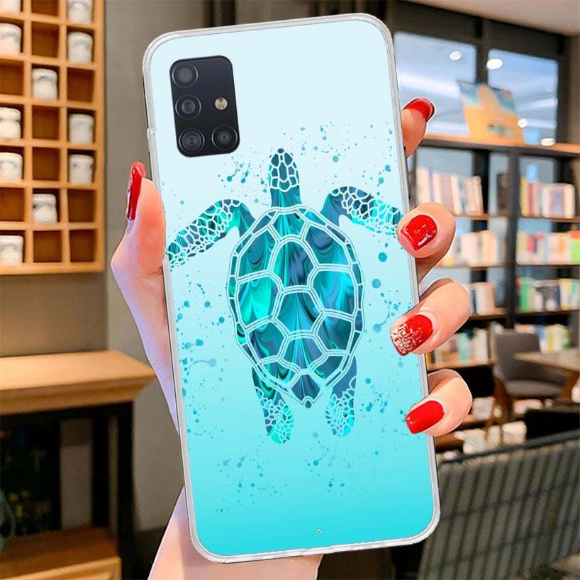 Cartoon Sea Turtle Tortoise Cover Phone Case For Samsung Galaxy A12 A22 A32 A52 A72 A02S Phone Case Note 20 Ultra 10 S10 Plus A5