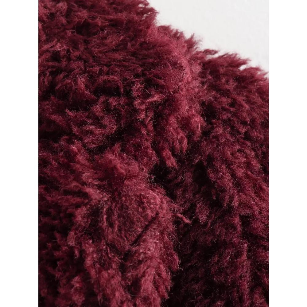 2024 Autumn Winter Women Casual Artificial Wool Jackets Fashion Streetwear Solid Turn Down Collar Warm Oversized Thick Coats