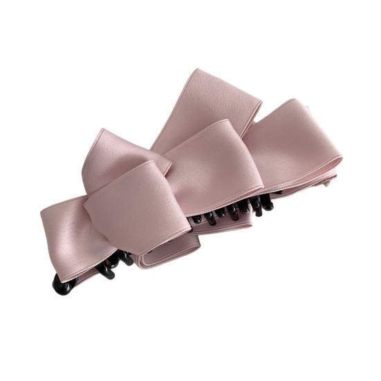 

Women Hair Clip Anti-slip Teeth Three-Dimensional Bow Design Strong Grip Hair Claw Satin Texture Ponytail Holder Versatile Hair Accessory розовый