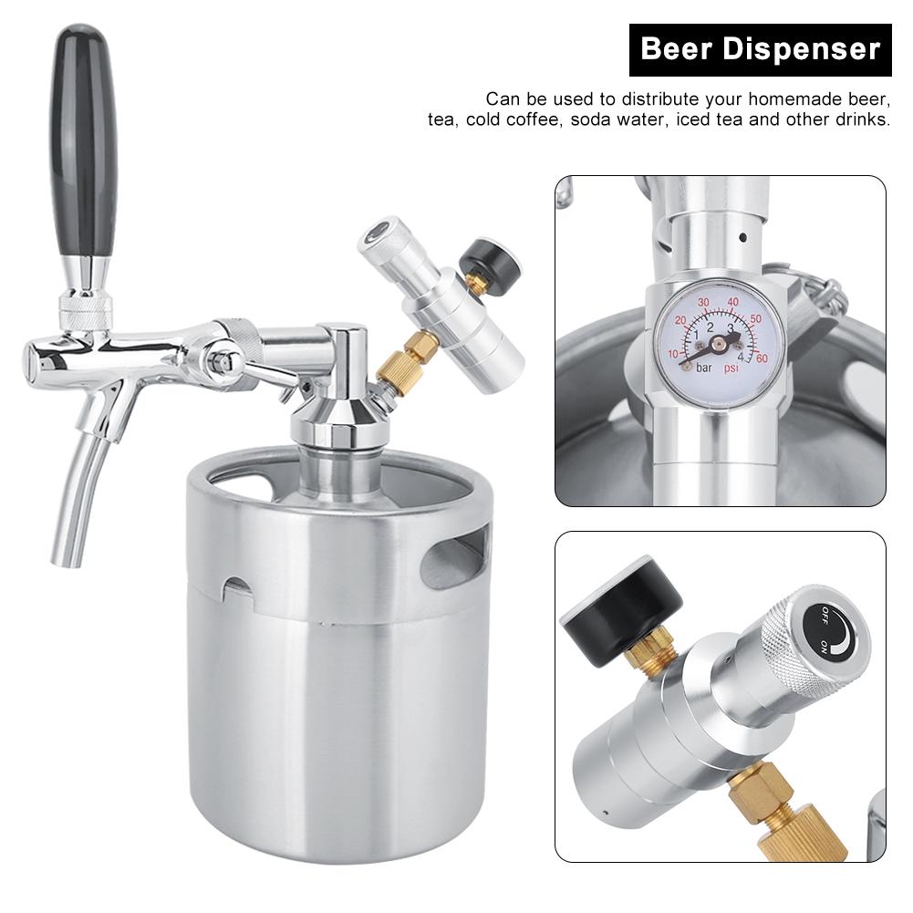 2L výčepní výčepní automat na pivo Homebrew z nerezové oceli s mini soudkem a tlakoměrem 2 tříd