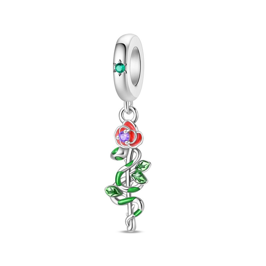 S925 Silver Vintage Serpent Pendant Jewelry Accessories Green Snake Beads For Bracelet Necklace Decoration