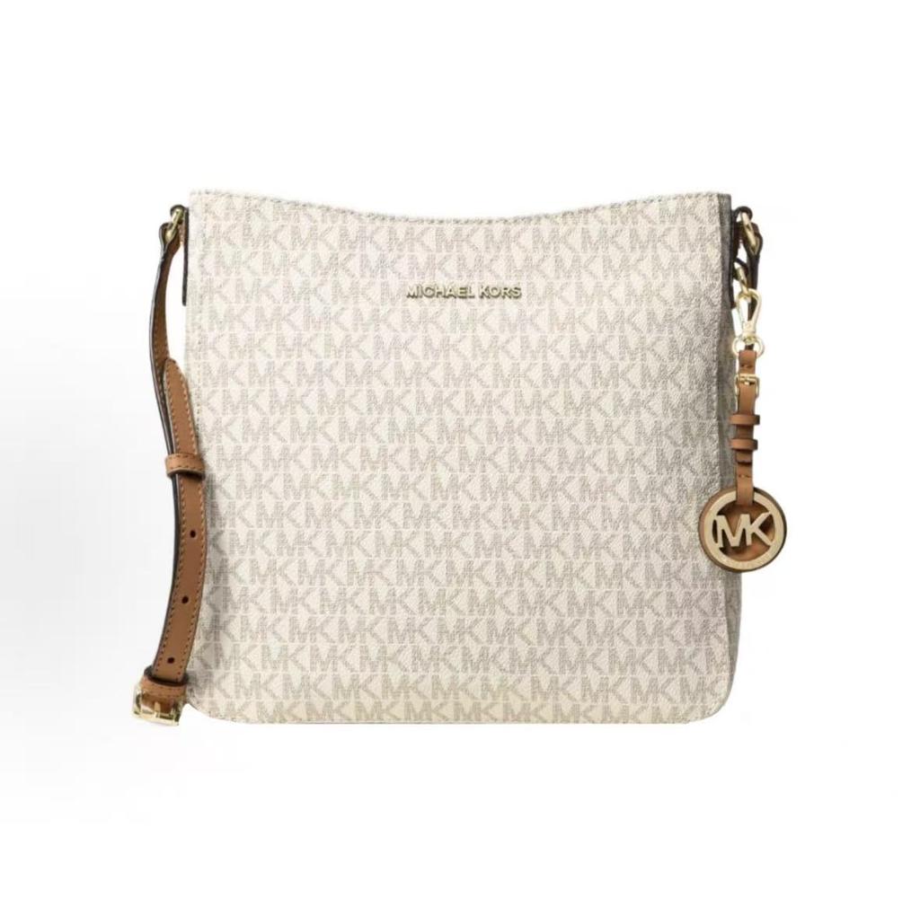 Michael Kors MK Jet Set Minimalist Monogram Commuter Fashion PVC Messenger Bag Women Bags Vanilla-White 30H6GTVM3V-VANILLA