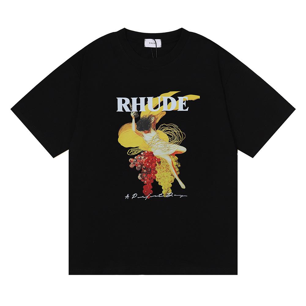 Cross-border European and American trendy brand RHUDE micro-label letter art abstract short-sleeved T-shirt for men and women American high street 