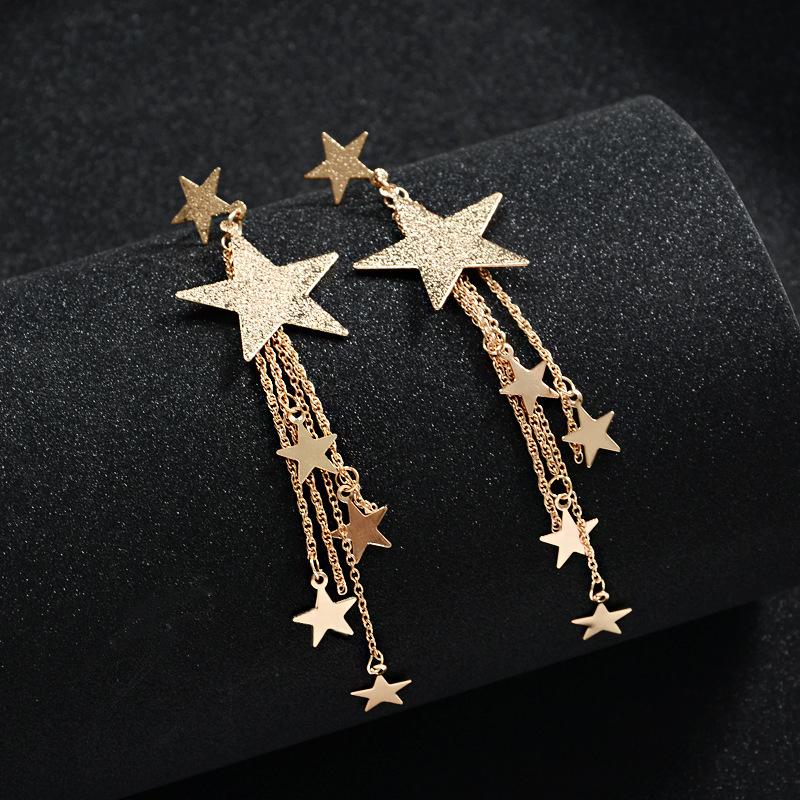 New Fashion Long Drop Earrings for Women Flower Star Moon Heart Butterfly Wings Crystal Pearl Round Geometry Tassel Ear Zircon
