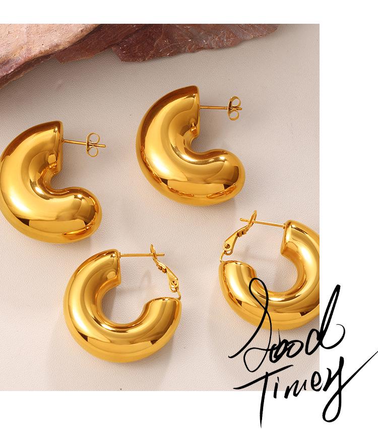 Stylish Geometric Half-Ring Metal Earrings