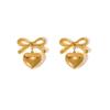 Heart Pendant Bow Stud Earrings for Women - High-end Feel Accessory