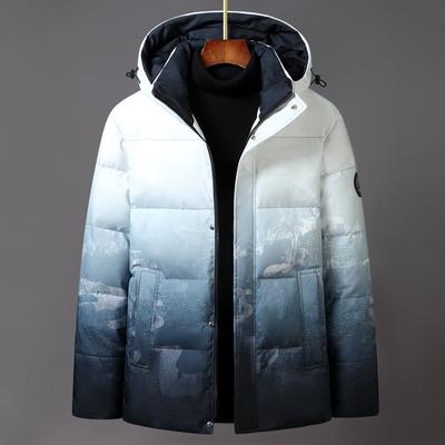 Winter Men's Down Jacket Gradual Change Camouflage Hooded Duck Down Warm Thick Men's Down Jacket
