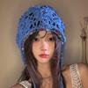 Ethnic Style Crochet Beaded Pullover Hat Children Summer And Autumn Fringed Strap Knitted Hat Retro Literary Hollow Head Hat