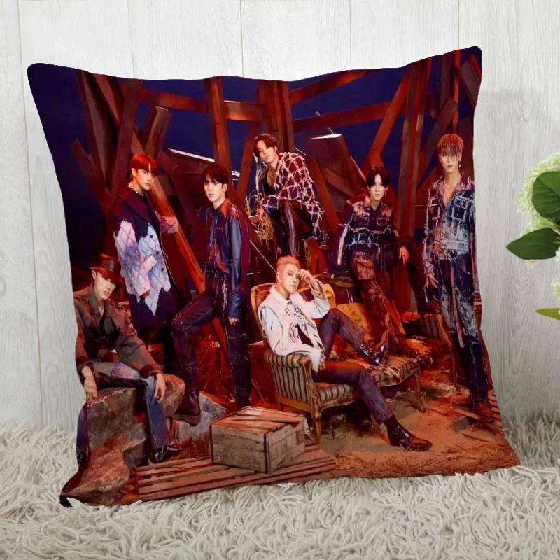 Custom Ateez KPOP Square Pillowcase Custom Zippered Pillow Cover Case 45x45cm(One Side) 04.1