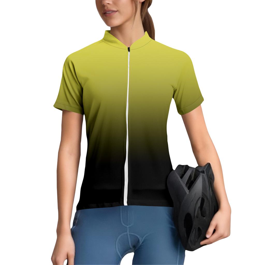 Women's Gradient Cycling Suit Short Sleeved Cycling Top With 3 Back Pockets, Breathable, Quick Drying, Moisture Wicking Reflective Strip For Cycling