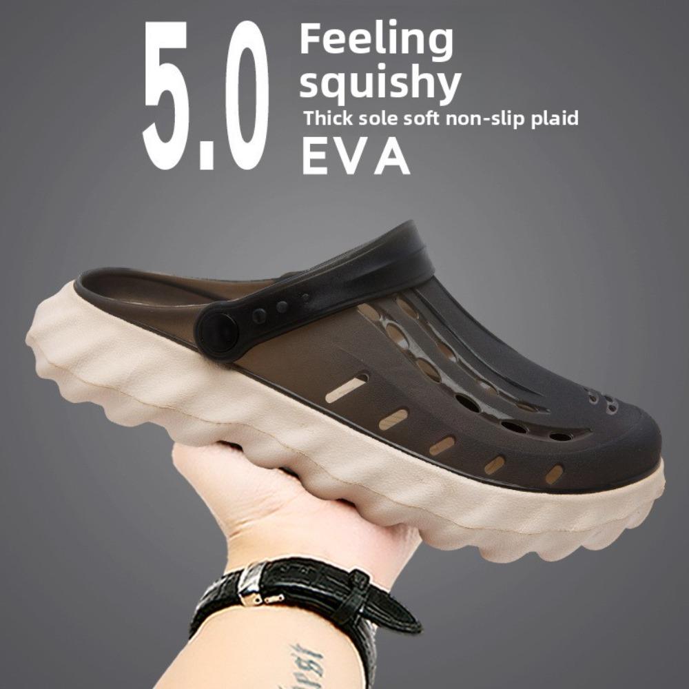 Jelly Sandals for Men Fashion Thick Sole Slip on Breathable Comfortable Soft Wear Resistant Outdoor Shoes