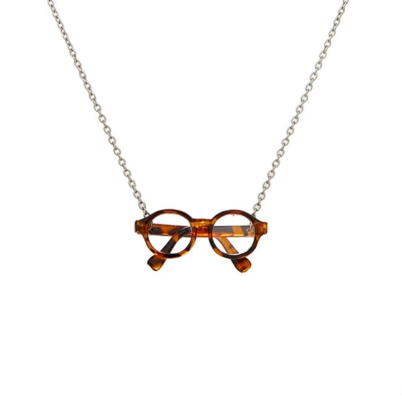 Creative Mini Glasses Shaped Necklace Fashion Accessory Made of Titanium Steel and Acrylic for Sensitive Skin Long Lasting Wear