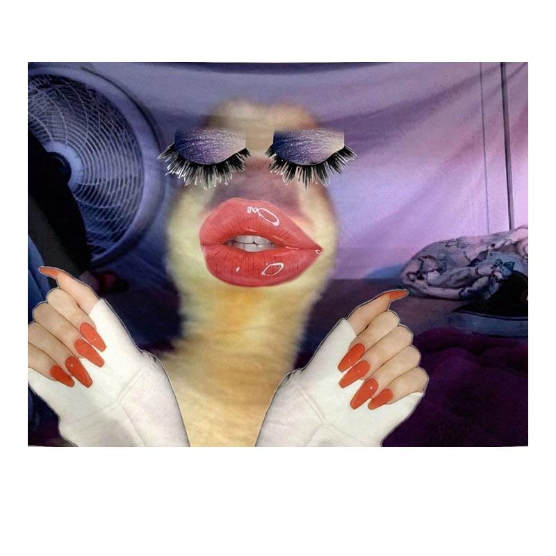 

Funny Lipstick And Nail Polish Duck Print Tapestry Funny Animal Expression Wall Room Decoration Wallpaper Tapestry Beauty 74x94cm(29x37in)