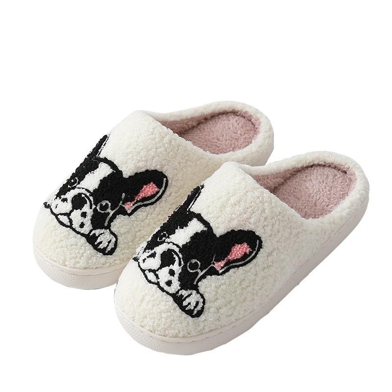 New Autumn and Winter Male and Female Couples Cute Cartoon Dog Cotton Slippers Home Indoor Non-slip Cotton Slippers Batch