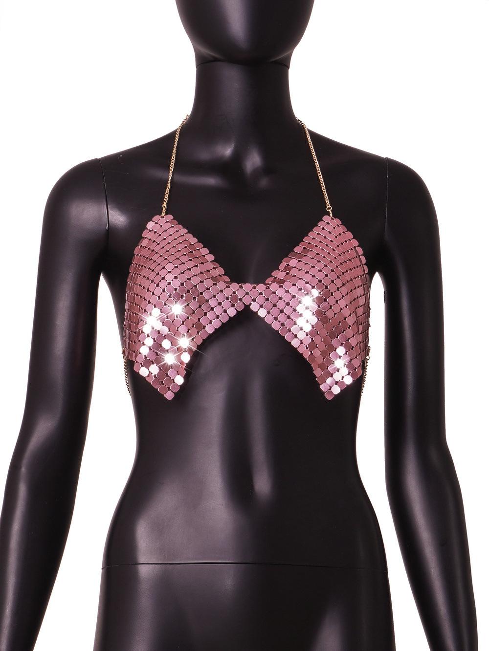 

Мода 2025 22 новая женская одежда металл сексуальные блестки подтяжки ночной клуб вечеринка одежда 22 One Size