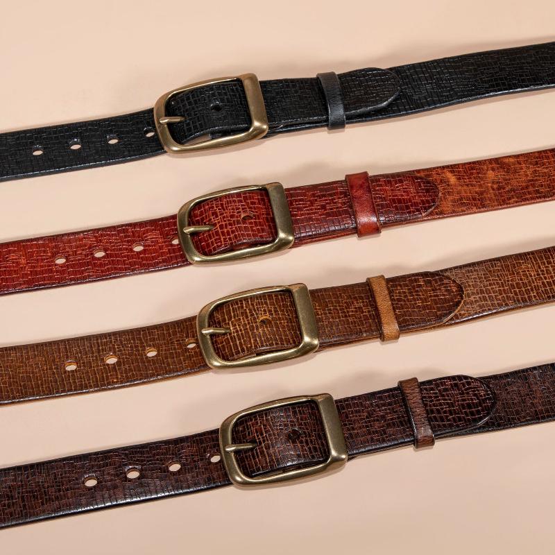 Thickened Double-sided Available Vegetable Tanned First-layer Cowhide Copper Buckle Belt Men's Genuine Leather Pin Buckle High-end Belt