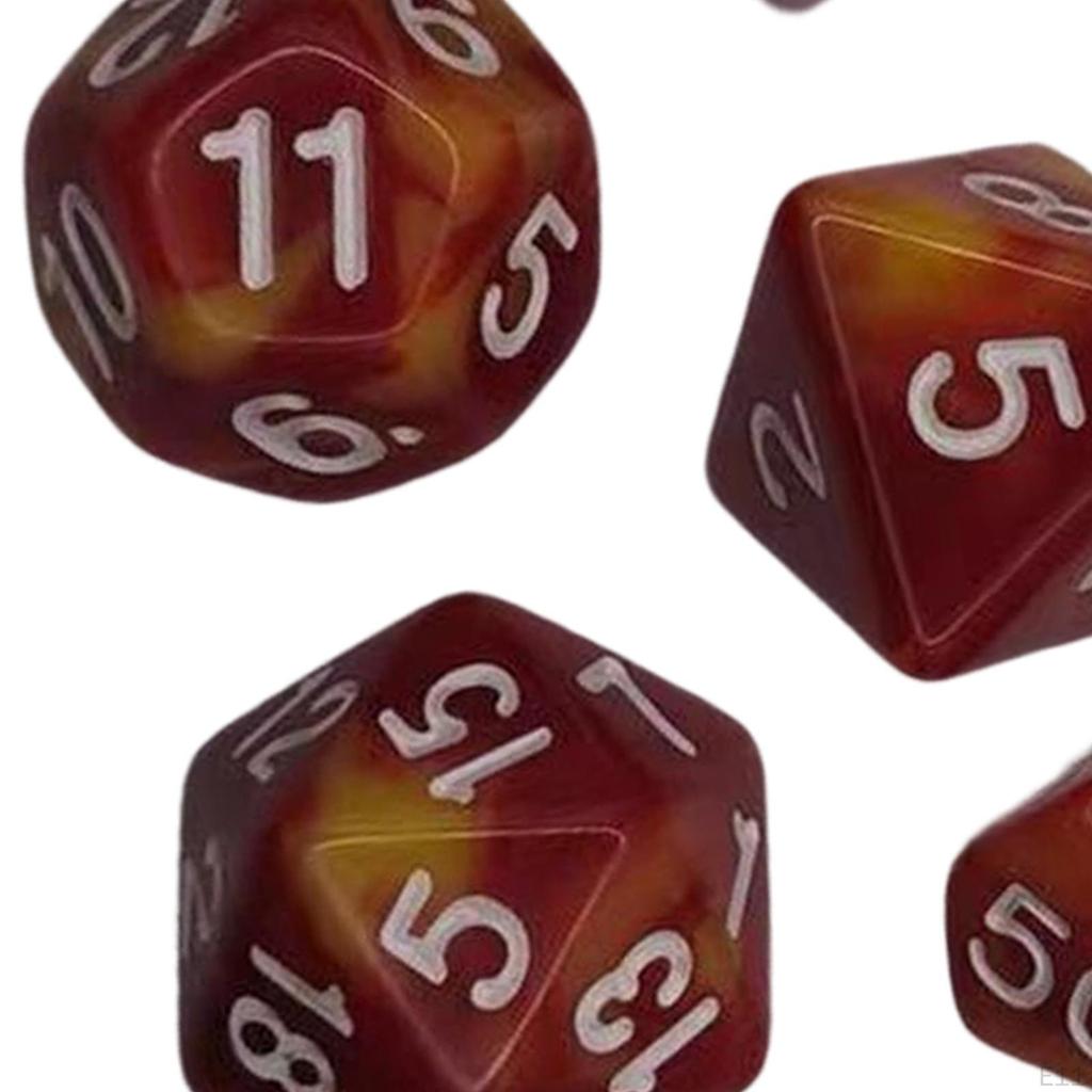 7 stycken färgglada polyedriska tärningar samling brädspelsrekvisita leksaker presenter Hållbar slät yta för