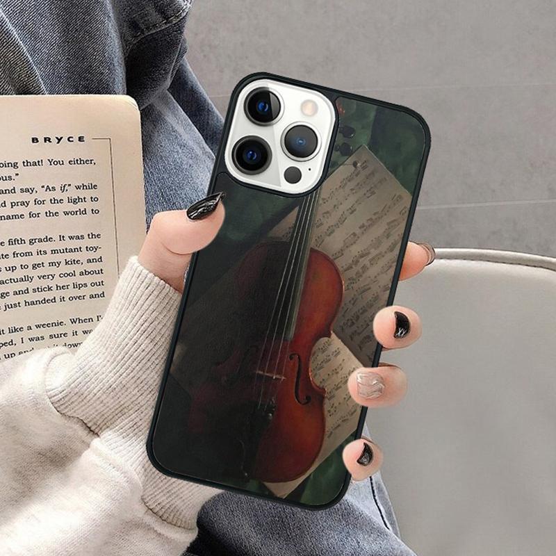 Violin and Musical Note Phone Case for iPhone 17 Air 16 16e 15 Plus for Apple 13 11 12 14 Pro Max Cover coque Shell