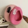 Beret Women's Autumn and Winter Korean Style Face Showing Small Woolen Bud Painter's Hat Japanese Style Large Head Circumference Hat