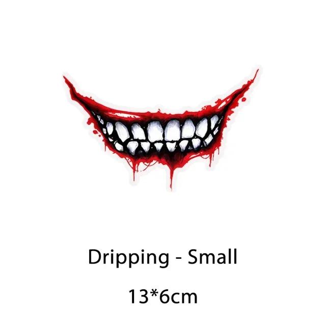 Evil Teeth and Tongue Motorcycle Helmet Fuel Tank Stickers Racing Body Window Funny Decoration Universal Vinyl Decals Universal