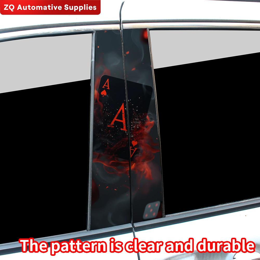 Creative Poker Car Stickers Waterproof Auto B Pillar Decor Cover Scratches Durable Car Doors Pillar Vinyl Decals Vehicle Decors
