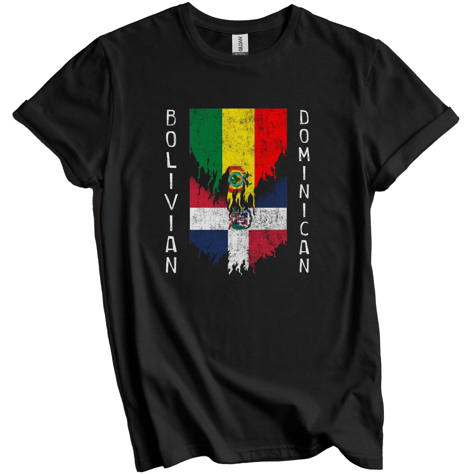 Bolivian Dominican Flags Ripped Torn Bolivia Dominican Republic T-Shirt S