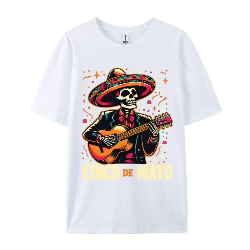 Cinco DeMayo Skeleton Skull Tshirt Funny TShirt T Shirts Slim Fit 3D Cotton Unisexs Tops Tees On Oversized S