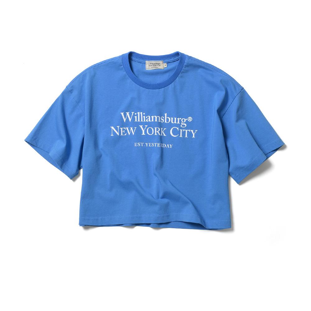 Williamsburg New York City Classic Logo Crop Round T_Blue Blue/M